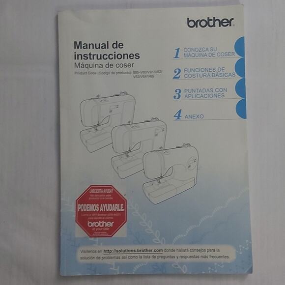 Brother Sewing Machine Manual 885 V60 V61 V62 V63 V64 V65 Spanish Electronics - Picture 1 of 5